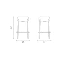 Set 2 Sgabelli Syd 41x41x67 cm in Tessuto Ruggine       
