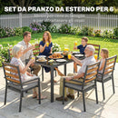 Pezzi Set da Pranzo da Giardino con Tavolo e 6 Sedie Struttura in Acciaio Nero      