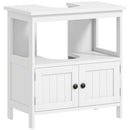 Mobile Sottolavabo Intaglio a U 60x30x60 cm Ripiano Aperto e Armadietto in MDF Bianco   