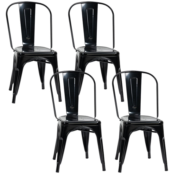 Lot de 4 chaises de cuisine empilables 53x45x85 cm en acier noir acquista