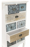 Mobile 8 Cassetti 58x35x123 cm in Legno Soriani Bianco Anticato