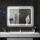 Specchio da Bagno Antiappannante 80x60 cm con Luce LED Regolabile Speaker Bluetooth Pulsanti Touch in Vetro      