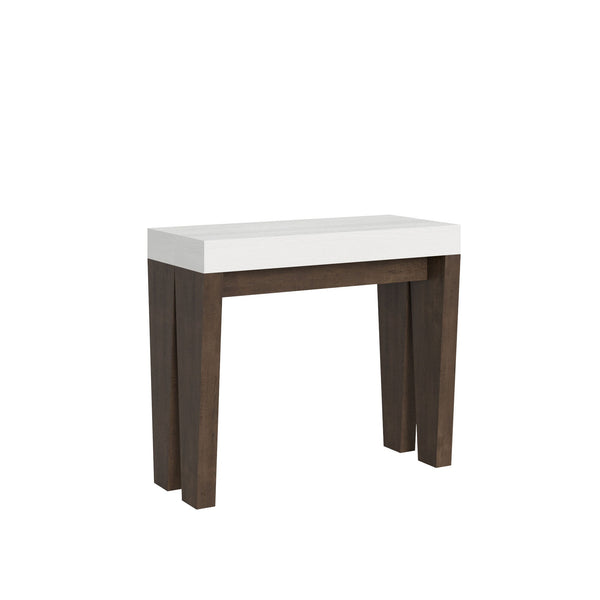 prezzo Console Extensible 90-300x40x77 cm en Mélamine Blanc et Noyer