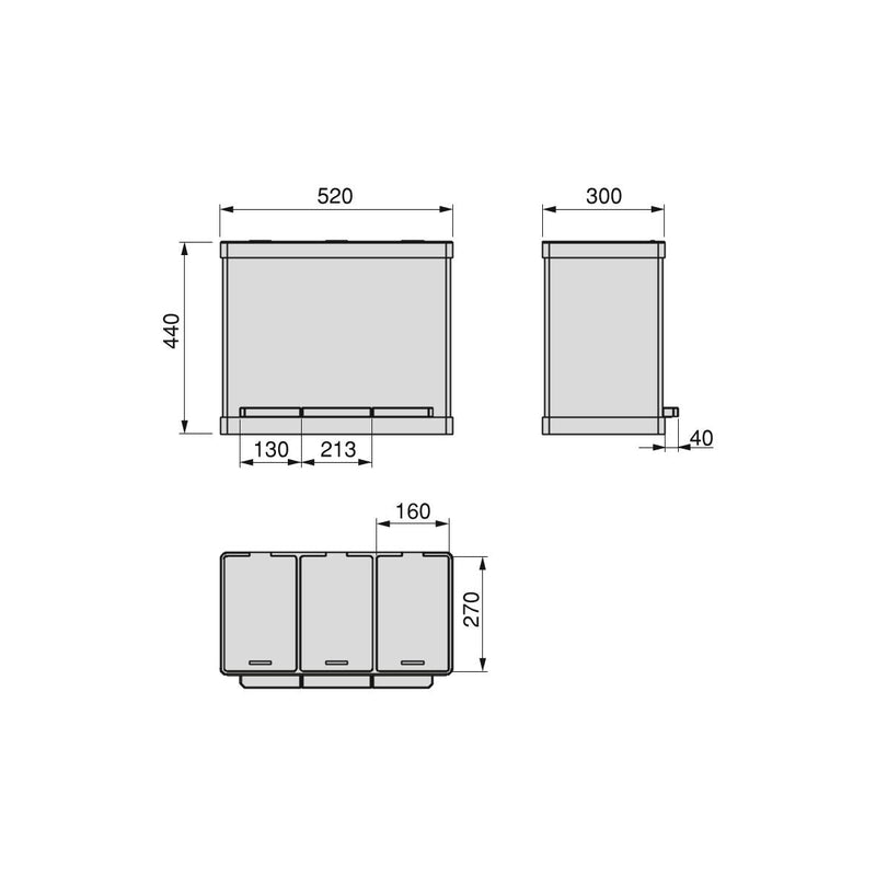 Contenitore Recycle Inox con Scomparti Impostato 3X9 Acciaio Inossidabile Emuca
