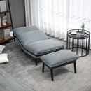 Poltrona Relax Reclinabile con Pouf Poggiapiedi 74x100x94 cm in Tessuto Grigio Chiaro