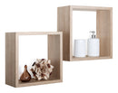 Set 2 Mensole Cubo da Parete Quadrato in Fibra di Legno Q-Bis Rovere Sagerau