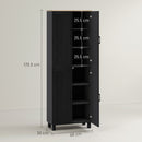 Mobile Dispensa da Cucina 60x30x170,5 cm con 5 Ripiani Regolabili e 4 Ante in Legno Nero      