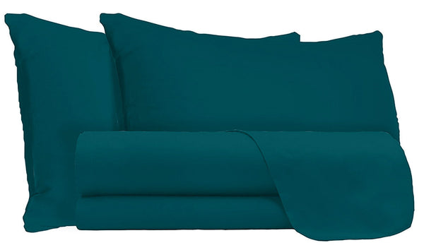 prezzo Ensemble de draps doubles dessus et dessous et taies d'oreiller unies vert pétrole