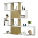 Libreria Moderna 6 Ripiani 145x145x30 cm in Legno Melaminico Bianco Opaco e Rovere