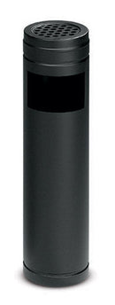 Pattumiera Gettacarte Ø14xh58 cm con Posacenere In Acciaio Verniciato Nero