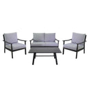 Set Salotto da Giardino Divano 2 Poltrone e Tavolino in Alluminio Shelton Antracite