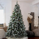 Albero di Natale Innevato Marilleva 180 cm 690 Rami Super Folto con Pigne in PVC Verde      