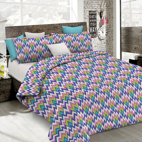 sconto Housse de couette avec imprimé Doubleface Zigzag sur le sac et les taies d'oreiller