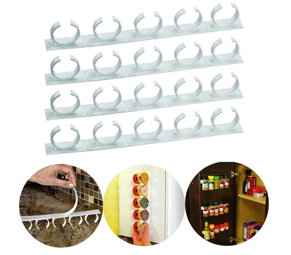online Lot de 4 bandes avec 5 clips porte-épices adhésifs sur toutes les surfaces