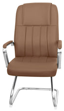 Sedia Attesa da Ufficio 59x67x105 cm in Acciaio e Similpelle Marrone