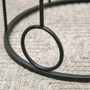 Set 2 Tavolini da Caffè Impilabili in Metallo e Vetro Temperato Neri