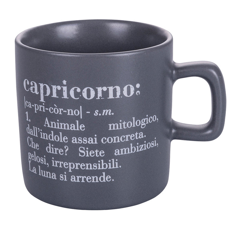 Tazzina Caffè Zodiaco "capricorno" Ø6x6,5 cm in Bone China VdE Tivoli 1996 Grigio Tortora