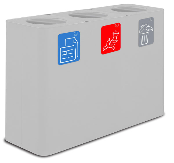 Pattumiera Sistema di Raccolta Rifiuti 115x38xh80 cm in Acciaio 3 Scomparti Bianco prezzo