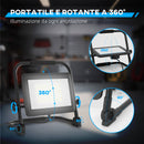 Faretto LED da Esterno IP65 35x20x32 cm da 6500k con Testa Girevole e Supporto Nero  