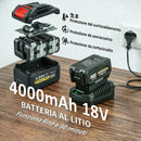 Soffiatore per Foglie Cordless Batteria da 4000mAh e Caricatore 18V Leggero con 6 Livelli di Velocità      