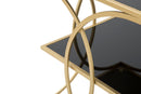 Tavolinetto Double 45x45x55 cm in Ferro MDF e Specchio Oro e Nero
