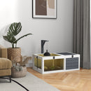 Casa per Tartarughe di Terra 81x48x31,5 cm con 2 Coperchi Apribili e 2 Spazi in Legno di Abete Grigio      