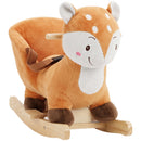Cavallo a Dondolo per Bambini 1-3 Anni 60x32x49 cm a Forma di Cerbiatto Maculato con Suoni Realistici in Legno e Peluche Marrone Rossiccio      