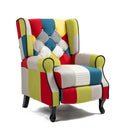 Poltrona Relax Reclinabile 76,5x73x47 cm Push Back in Tessuto Patchwork