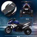 Moto Elettrica per Bambini 3-5 Anni 86x42x52 cm Batteria 6V Velocità 3km/h Blu   