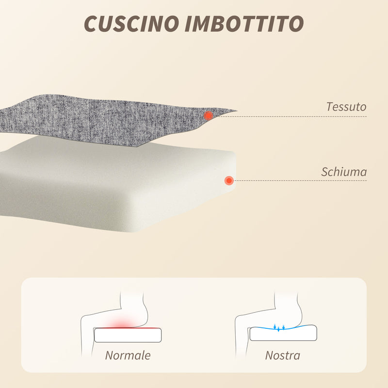 Sedia da Ufficio Operativa Massaggiante a 4 Punti con Riscaldamento e Braccioli Ribaltabili  in Tessuto Effetto Lino Grigio  