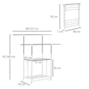 Appendiabiti Estensibile con 2 Ripiani Ruote e Altezza Regolabile in Acciaio 88-157x50x95-160 cm Bianco