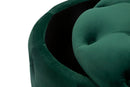 Puff Contenitore Rich Verde Ø55x42 cm in Legno Spugna Poliestere e Acciaio Verde e Oro