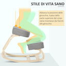 Sedia Ergonomica con Inginocchiatoio 51x69x58 cm in Betulla e Poliestere Grigia