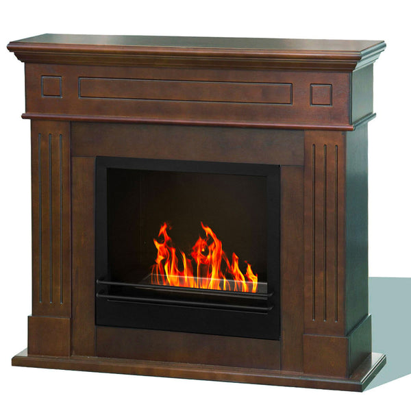 Cheminée au sol au bioéthanol 110x37x102 cm Cambridge Marron sconto