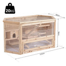 Gabbia per Roditori e Criceti a 2 Ripiani con Tetto Apribile in Legno 115x60x58 cm 