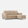 Canapé 3 places avec pouf 212x155x85 cm Yasel en tissu beige