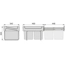 Set 2 Pattumiere Differenziata per Mobile 30 Litri in Acciaio e Plastica Emuca Grigio antracite