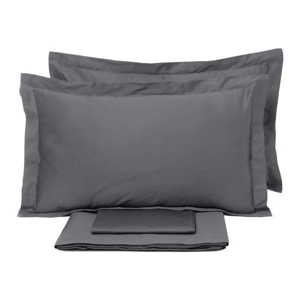 Ensemble de draps doubles dessus et dessous et taies d'oreiller unies Garrini Clarice Grey online