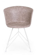 Set 2 Sedie 56x54x76 cm in Similpelle Bianco e Beige