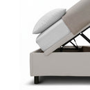 Letto 1 Piazza e Mezza Contenitore Imbottito Similpelle Tortora Boxmax Testata Flat Varie Misure