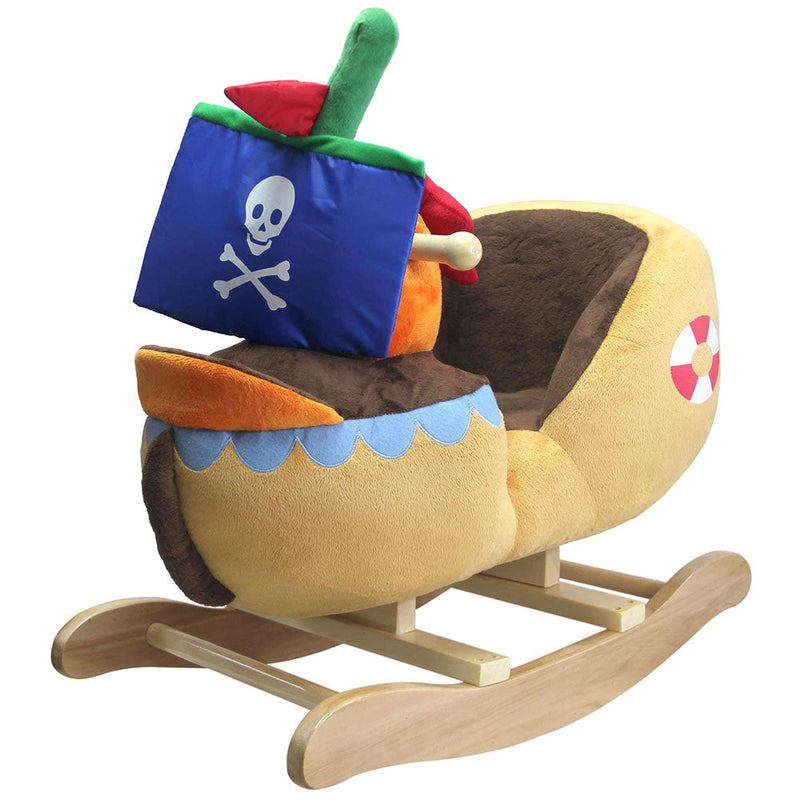 Dondolo Nave Pirata in Peluche e Legno per Bambini