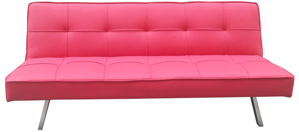 Canapé convertible 3 places 81x71x178 cm en simili cuir rouge Motti Clarille prezzo