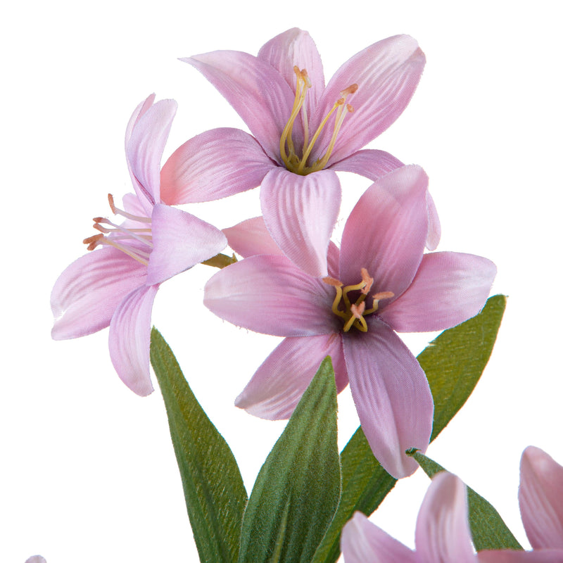 Set 12 Mini Lilium Artificiali con Fiori Altezza 56 cm Rosa