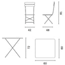 Set da Giardino in Ferro 60X60cm Vorghini Bistrò Quadrato Tortora