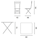 Set da Giardino in Ferro 60X60cm Vorghini Bistrò Quadrato Avio