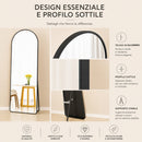 Specchio ad Arco da Terra e Parete 155x45 cm a Figura Intera in Alluminio Nero     