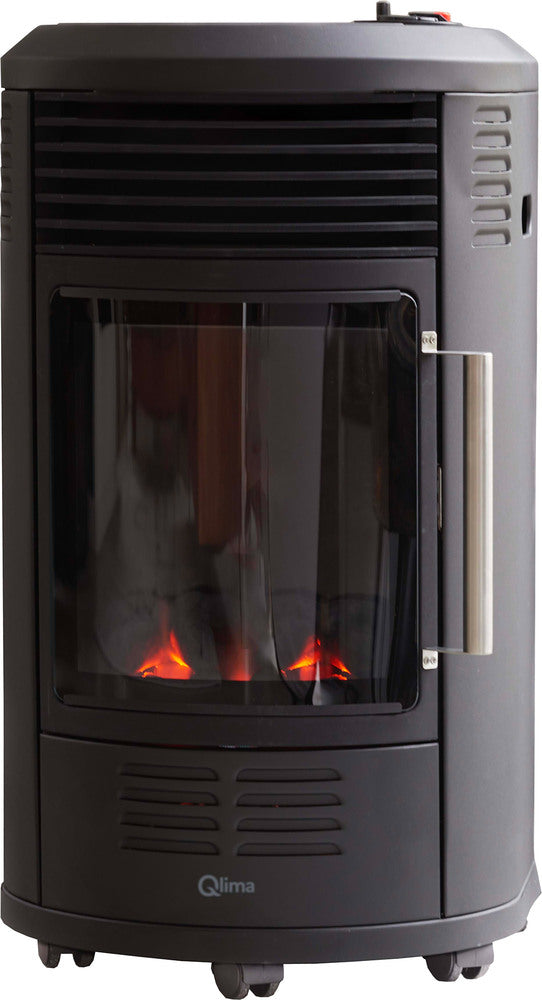 Stufa a Gas Gpl da Interno 3,4 kW Effetto Camino Qlima GH8034R Nera