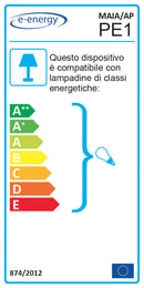 Applique 1xE27 Ganci Cromo Vetro Lastra Graniglia Bianco E-Energy Maia