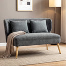 Divano 2 Posti 117x65x78,5 cm con Seduta Ampia Imbottitura Spessa 2 Cuscini Gambe in Legno Caucciù e Ciniglia Grigio      