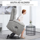 Poltrona Alzapersona Reclinabile a 135° con 8 Punti Massaggianti e Poggiapiedi 89x99x103 cm Grigio Chiaro  